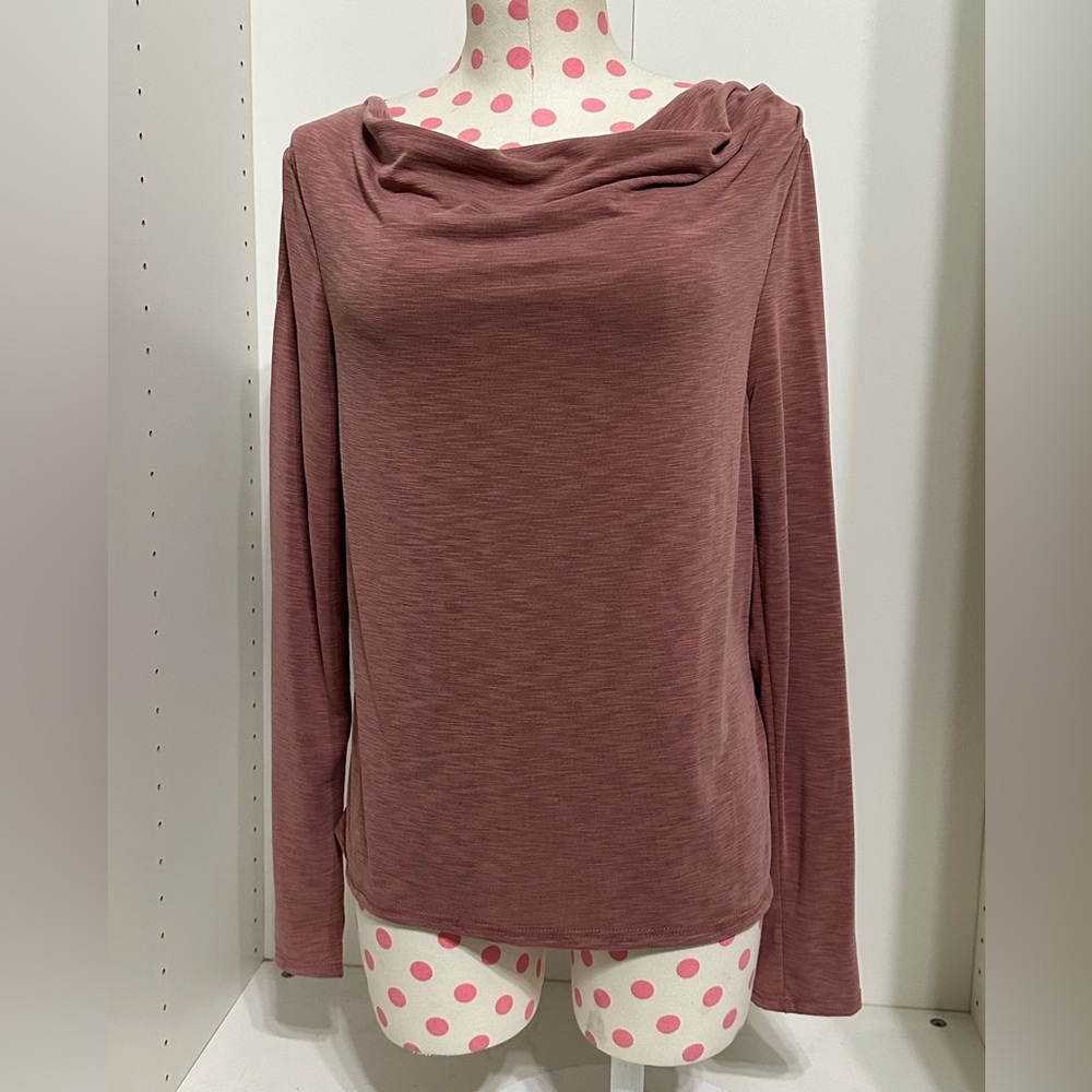 🆕 Green Envelope Dusty Rose Long Sleeve Top with cowl neck ✨new with tags✨ large